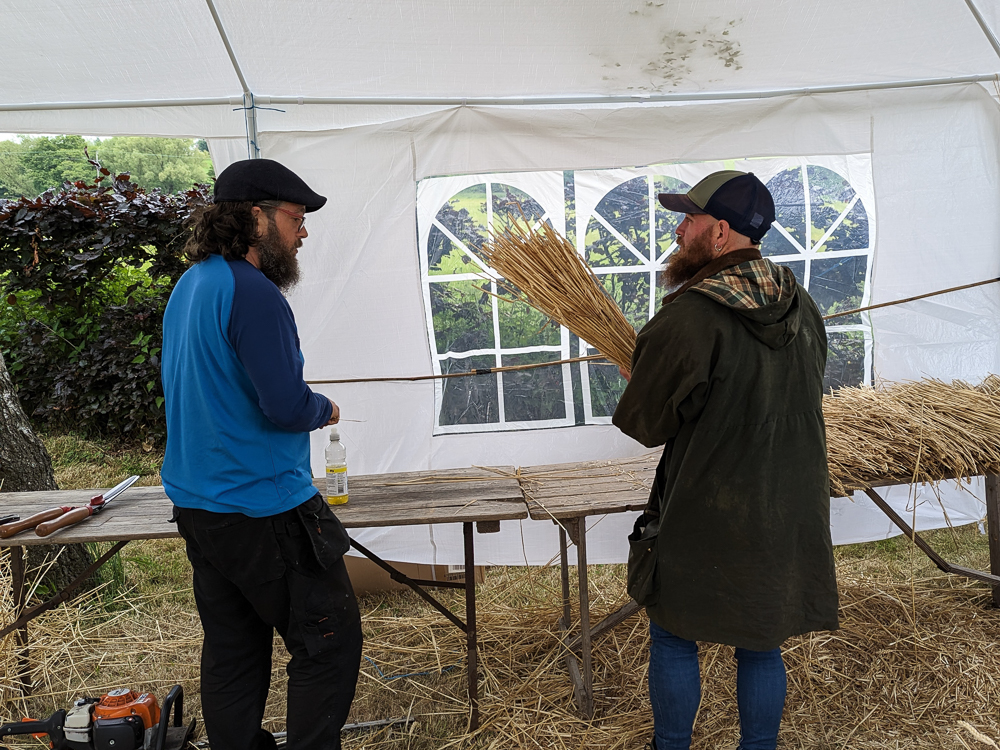 Lewis learning to pitch out straw