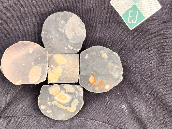 A shamrock made from knapped flint