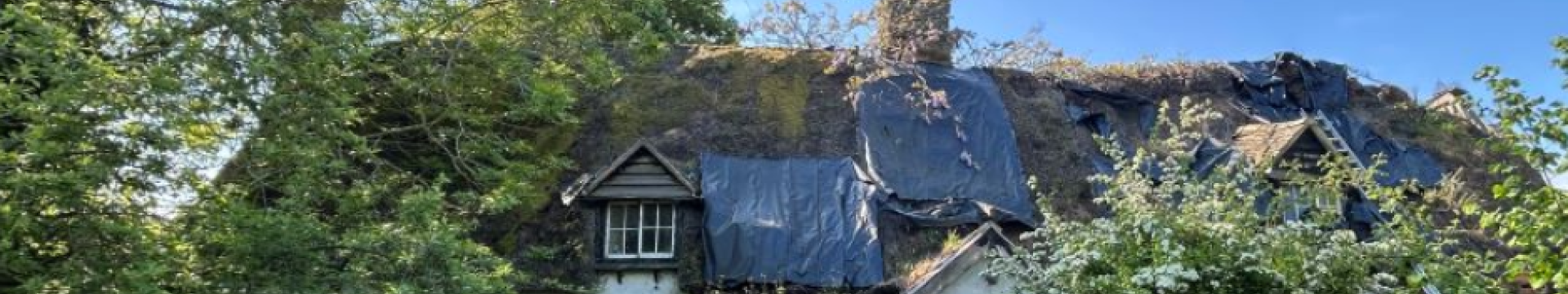 dilapidated thatched cottage