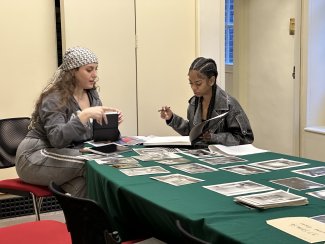 Vera Gholam and Aszanti-Jordan Downes discuss their projects and the SPAB archive in the boardroom