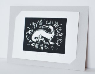 Ardkinglas dragon linocut (crop) © Katie Campbell