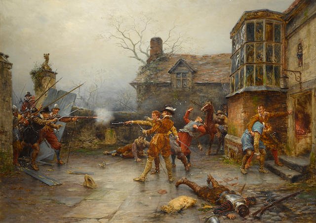 Painting The Gunpowder Plot: The conspirators’ last stand at Holbeach House" by Ernest Crofts.Holbeach House by Ernest Crofts